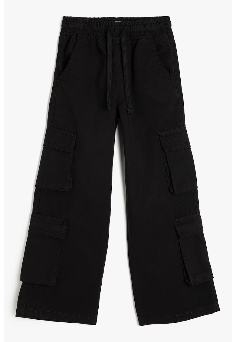 KOTON Pantaloni cargo cu croiala ampla si cordon in talie - Negru