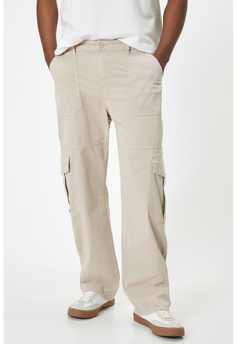 KOTON Pantaloni cargo din amestec de bumbac - Alb fildes