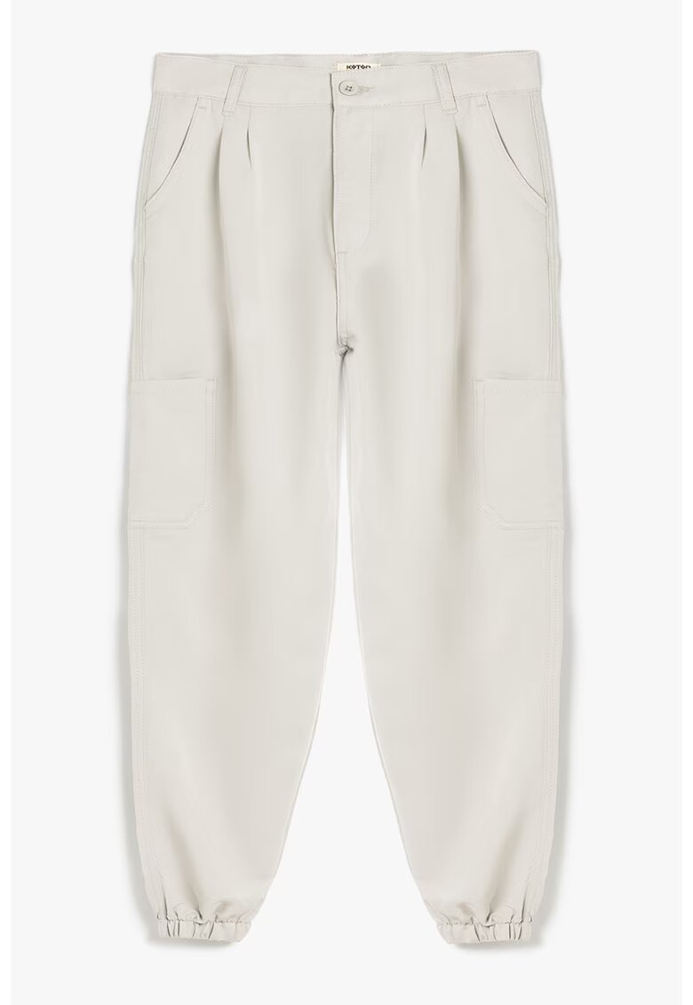 KOTON Pantaloni cargo din amestec de modal - Alb murdar