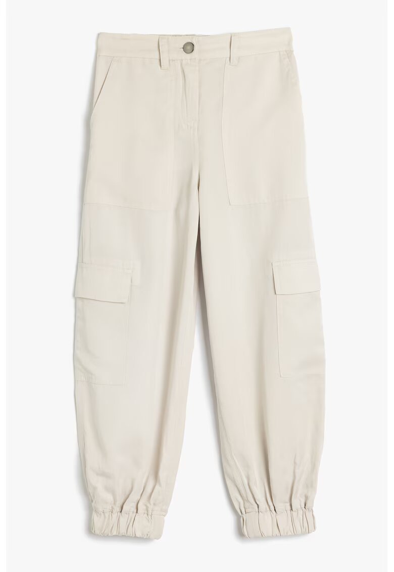KOTON Pantaloni cargo din lyocell - Alb fildes