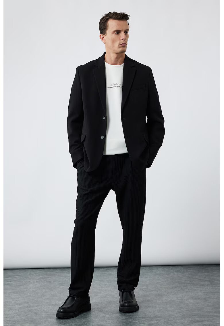 KOTON Pantaloni chino striati cu model uni - Negru