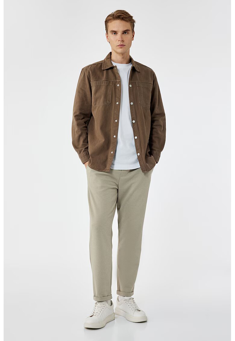 KOTON Pantaloni conici cu model uni - Bej deschis