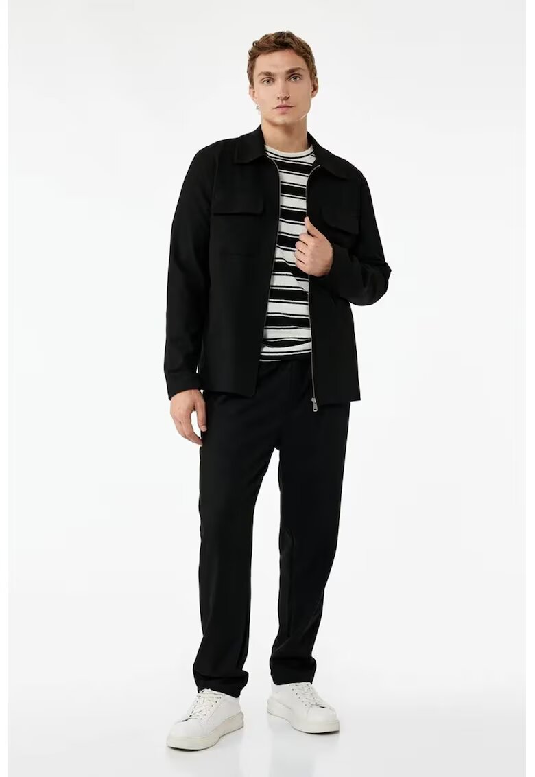 KOTON Pantaloni conici cu model uni - Negru