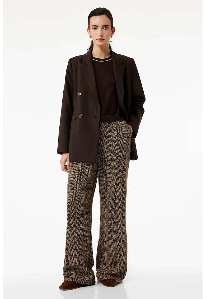 KOTON Pantaloni cu croiala ampla si model Herringbone - Maro
