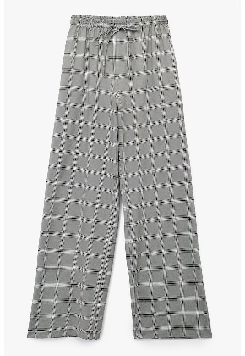 KOTON Pantaloni cu croiala ampla si model in carouri - Gri deschis