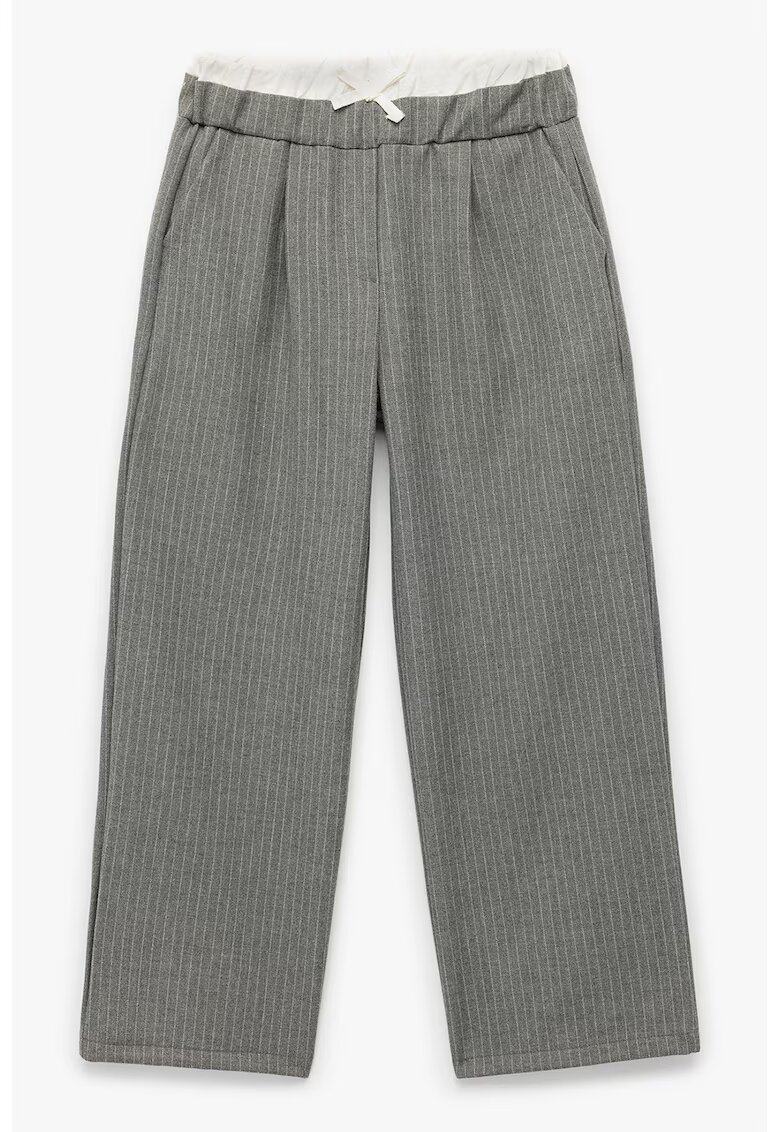 KOTON Pantaloni cu croiala ampla si model in dungi - Gri melange