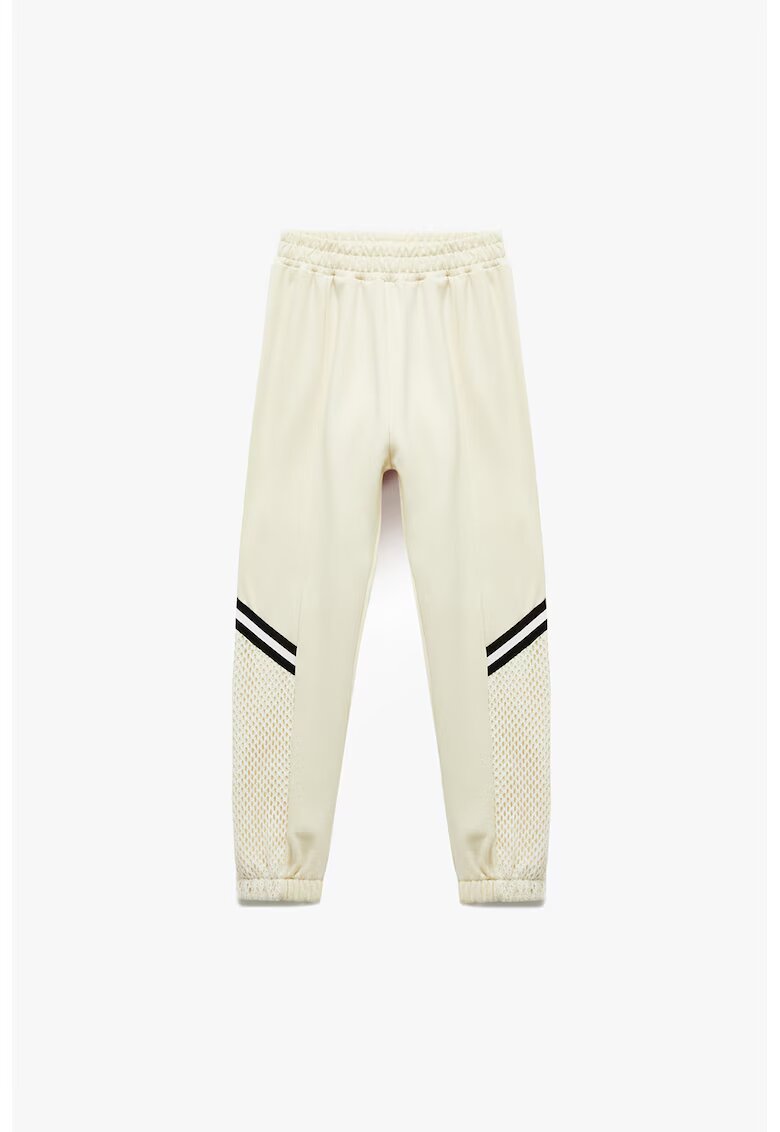 KOTON Pantaloni de trening cu segment din plasa - Crem