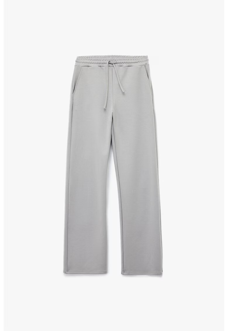 KOTON Pantaloni de trening din amestec de modal cu croiala ampla - Gri deschis