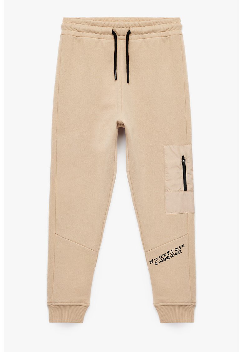 KOTON Pantaloni de trening din bumbac cu fenta cu fermoar - Bej