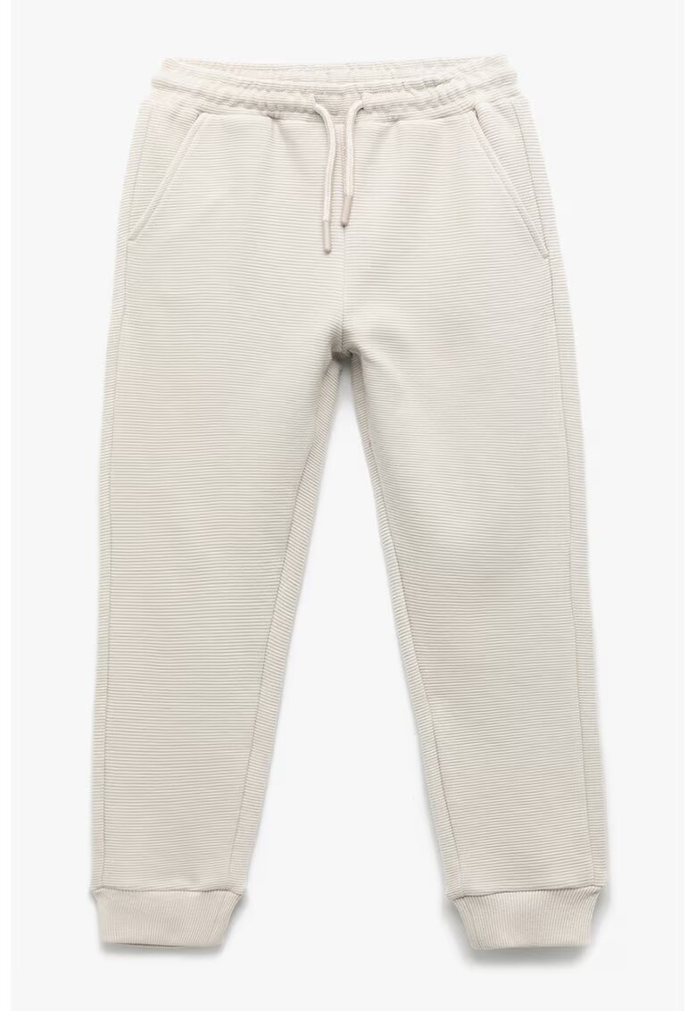 KOTON Pantaloni de trening striati din amestec de bumbac - Maro nisip