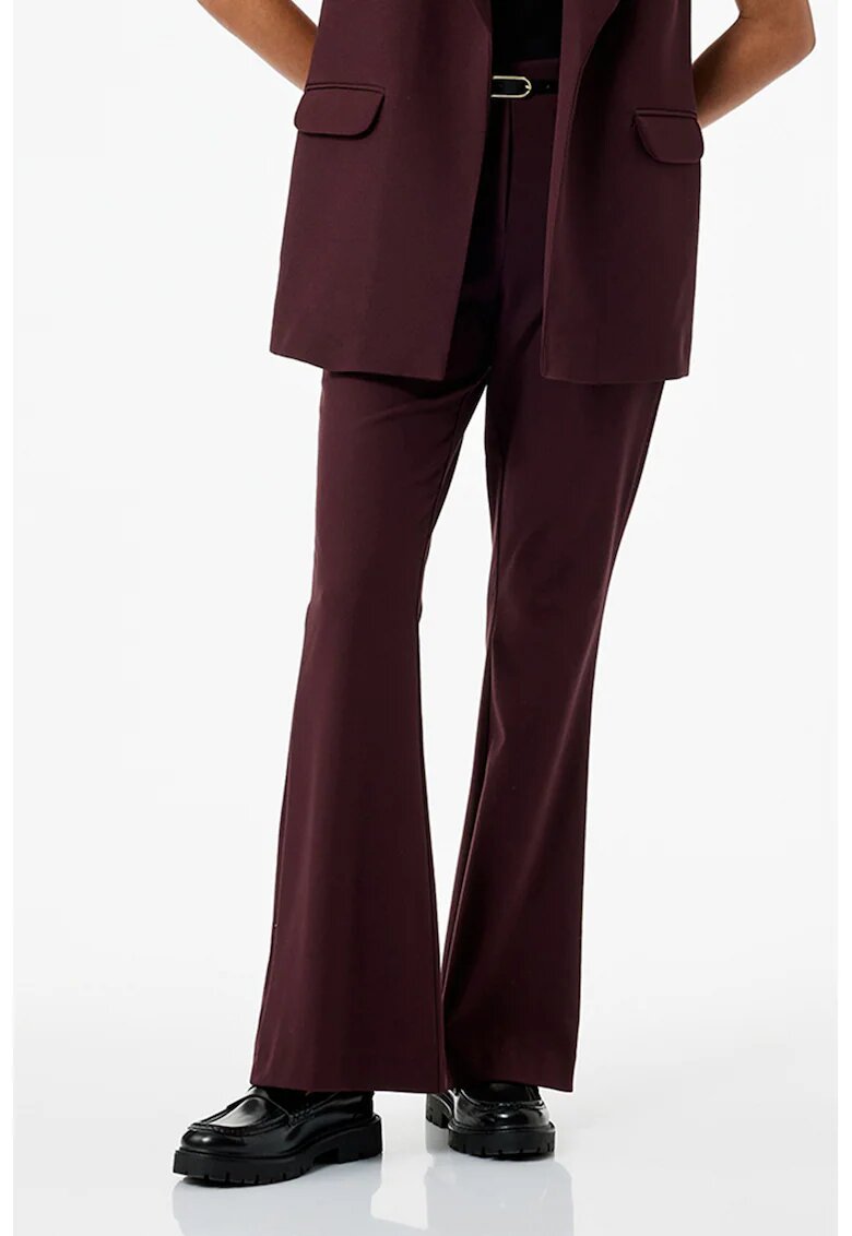 KOTON Pantaloni eleganti evazati cu o curea - Visiniu