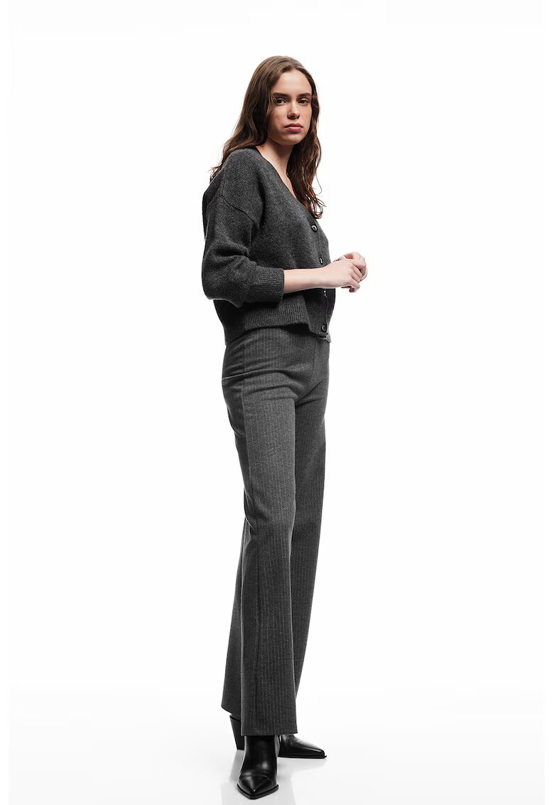 KOTON Pantaloni evazati cu model in dungi - Gri inchis melange