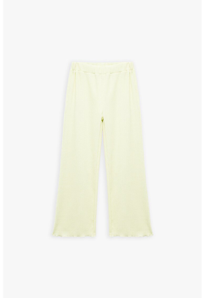 KOTON Pantaloni relaxed fit cu terminatii valurite - Galben pal
