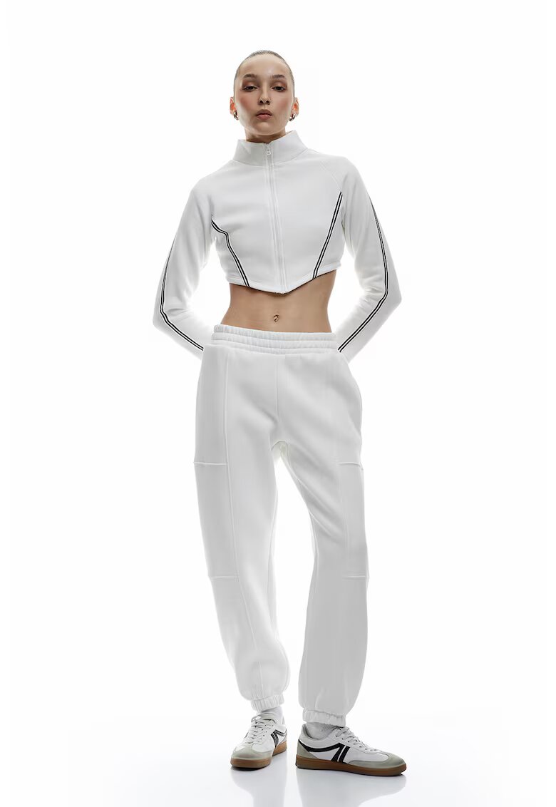 KOTON Pantaloni relaxed fit de trening - Alb fildes
