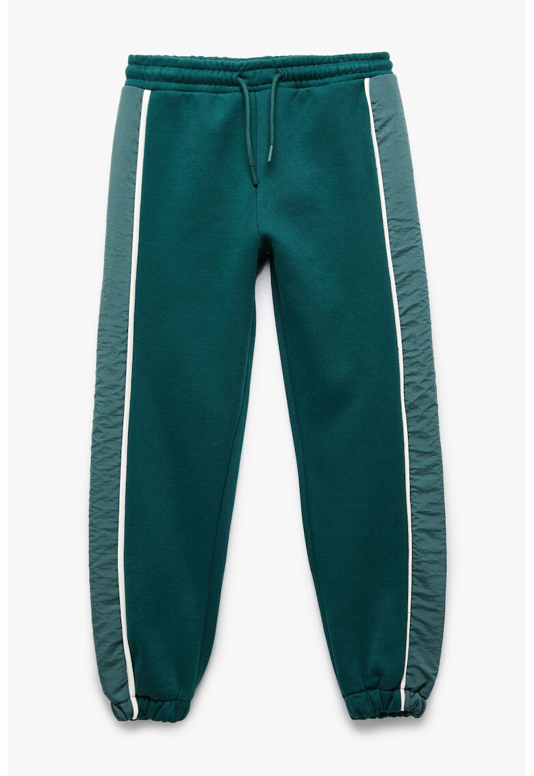 KOTON Pantaloni relaxed fit de trening cu talie ajustabila - Alb/Verde