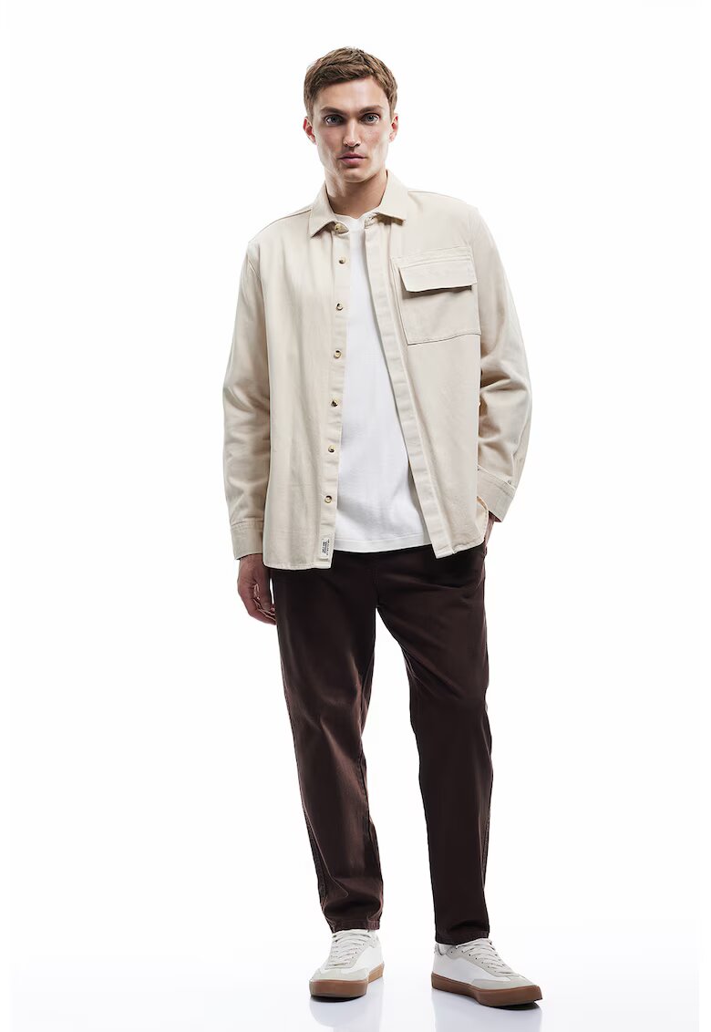 KOTON Pantaloni relaxed fit din bumbac cu talie medie - Maro inchis