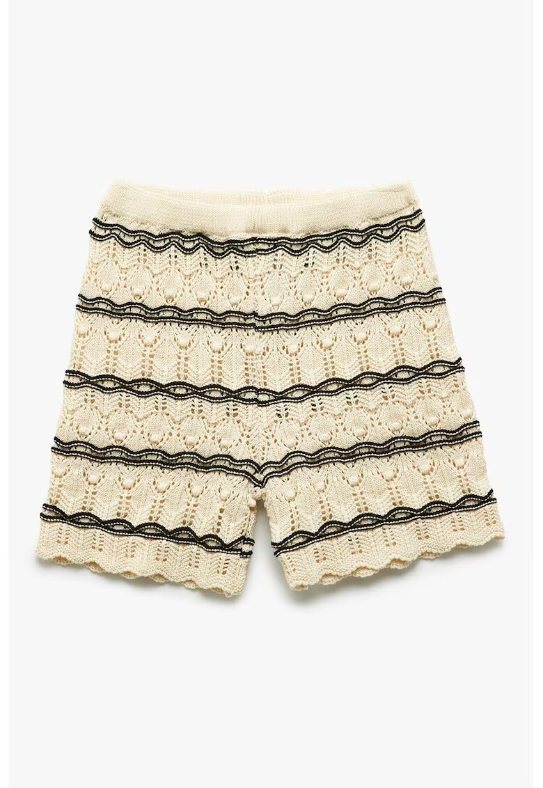 KOTON Pantaloni scurti cu model in dungi - Alb fildes/Negru