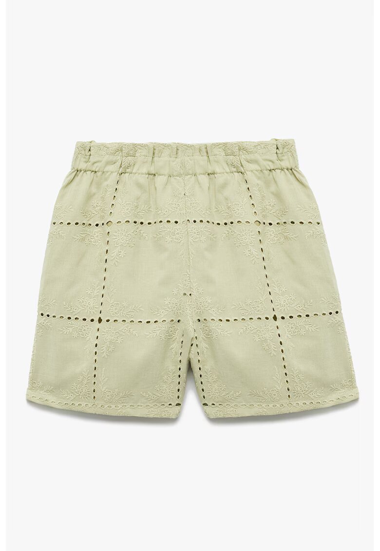 KOTON Pantaloni scurti de bumbac cu perforatii - Verde pal