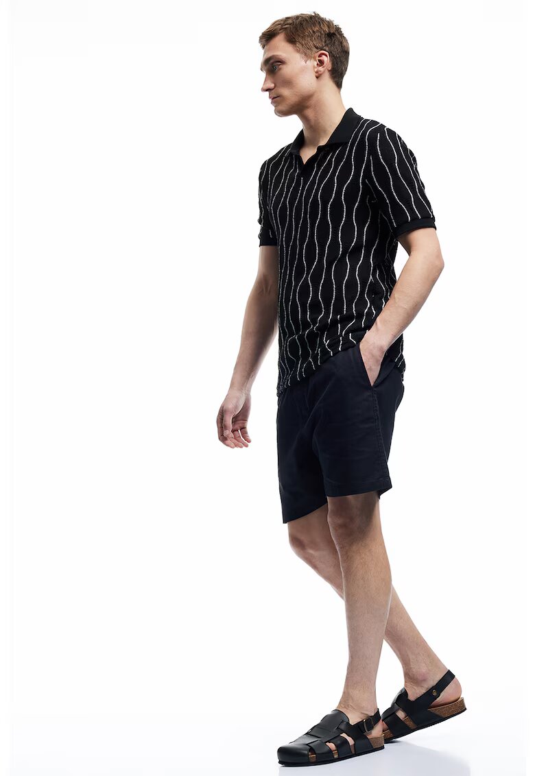 KOTON Pantaloni scurti din bumbac si in cu model uni - Negru