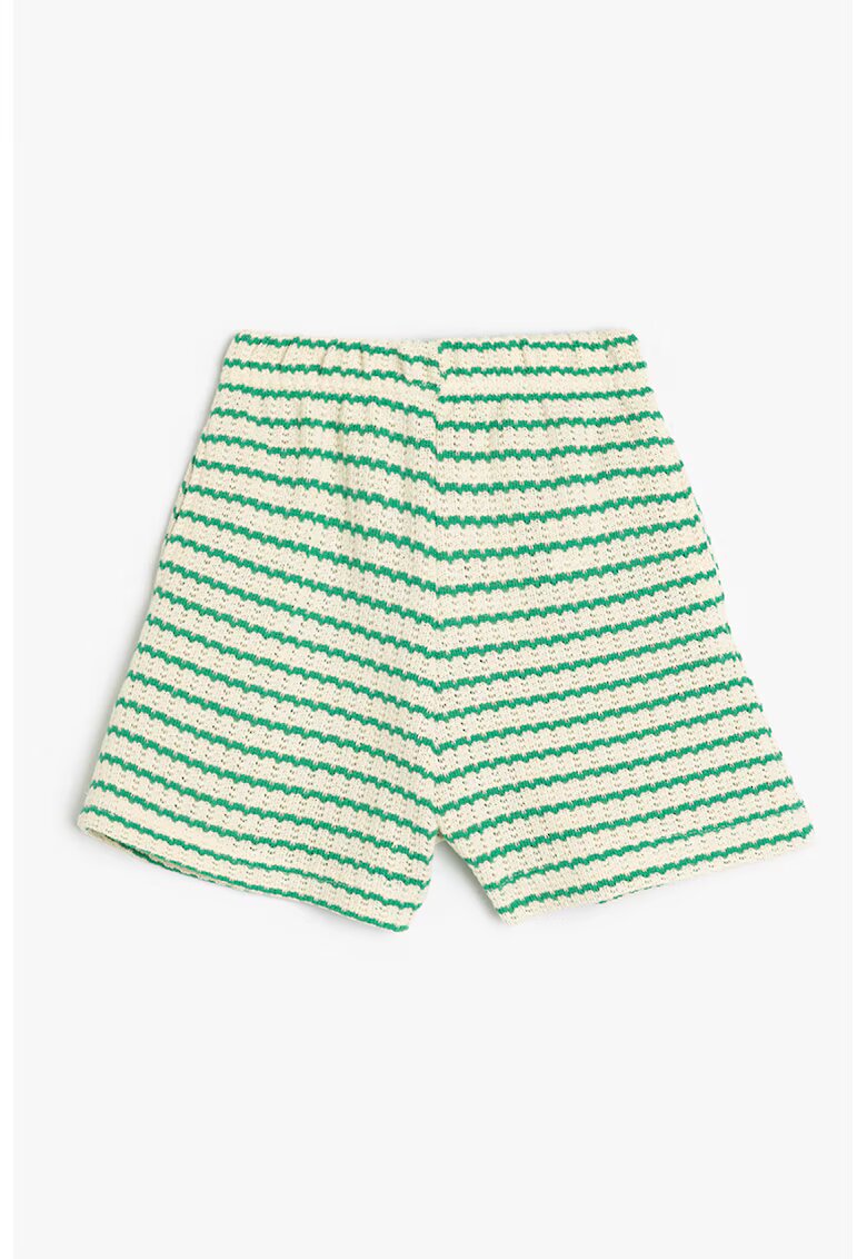 KOTON Pantaloni scurti striat cu dungi - Verde deschis/Alb murdar