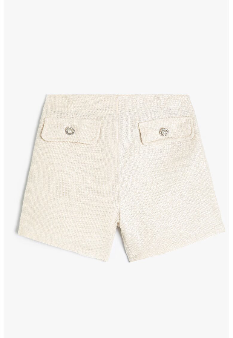 KOTON Pantaloni scurti texturati din amestec de bumbac - Crem