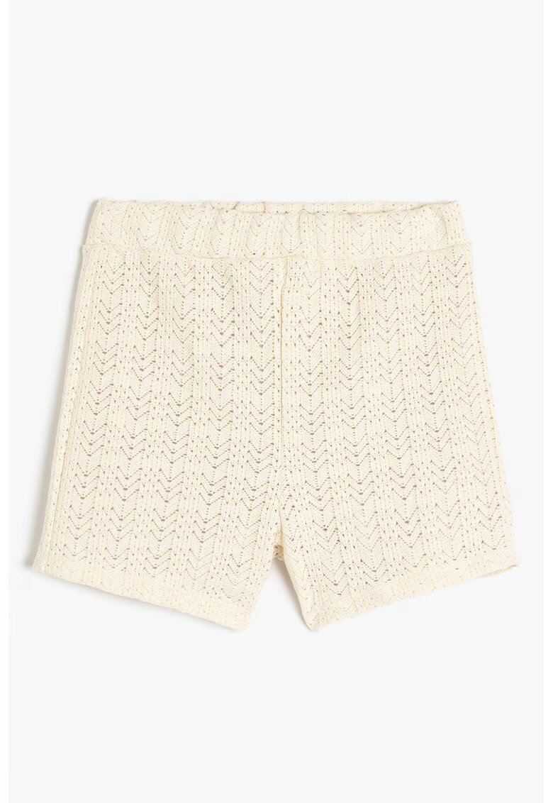 KOTON Pantaloni scurti tricotati din amestec de bumbac - Crem