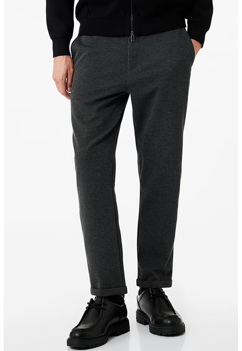 KOTON Pantaloni slim-fit cu talie cu snur - Gri antracit
