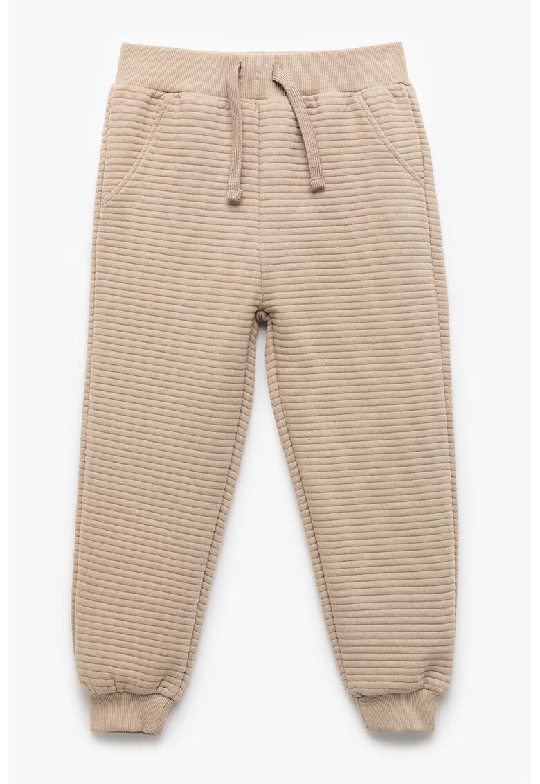 KOTON Pantaloni striati de trening cu talie ajustabila - Maro nisip