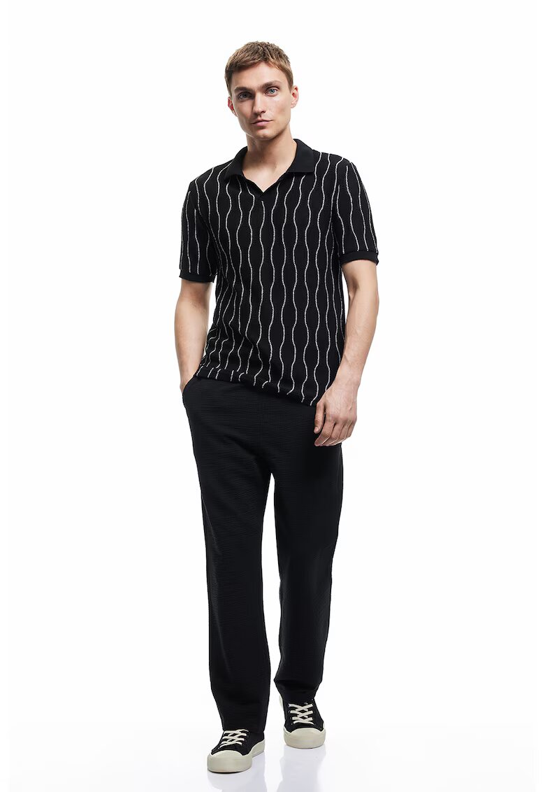 KOTON Pantaloni texturati din amestec de bumbac - Negru