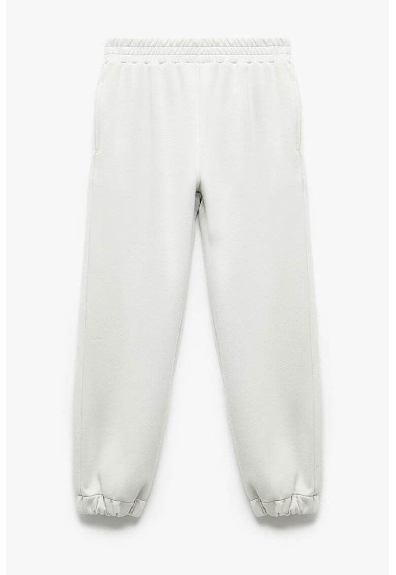 KOTON Pantaloni uni de trening cu snur - Gri deschis melange