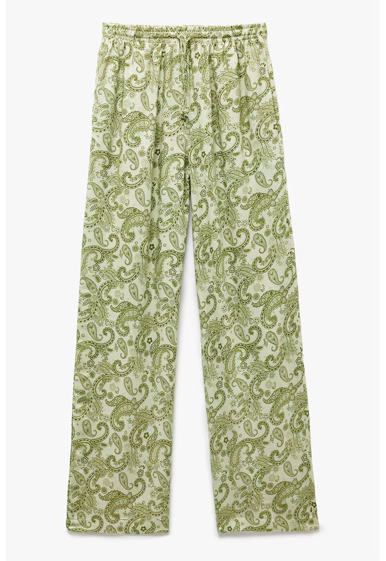 KOTON Pantaloni vaporosi cu imprimeu - Verde deschis