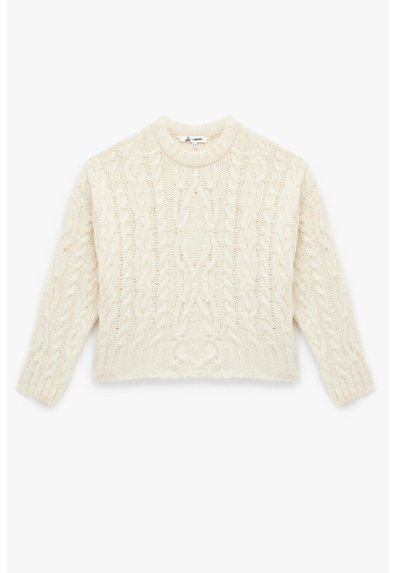 KOTON Pulover crop cu decolteu la baza gatului - Crem