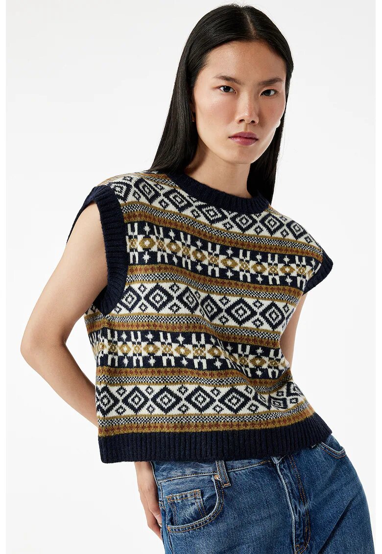 KOTON Pulover crop cu model grafic - Multicolor