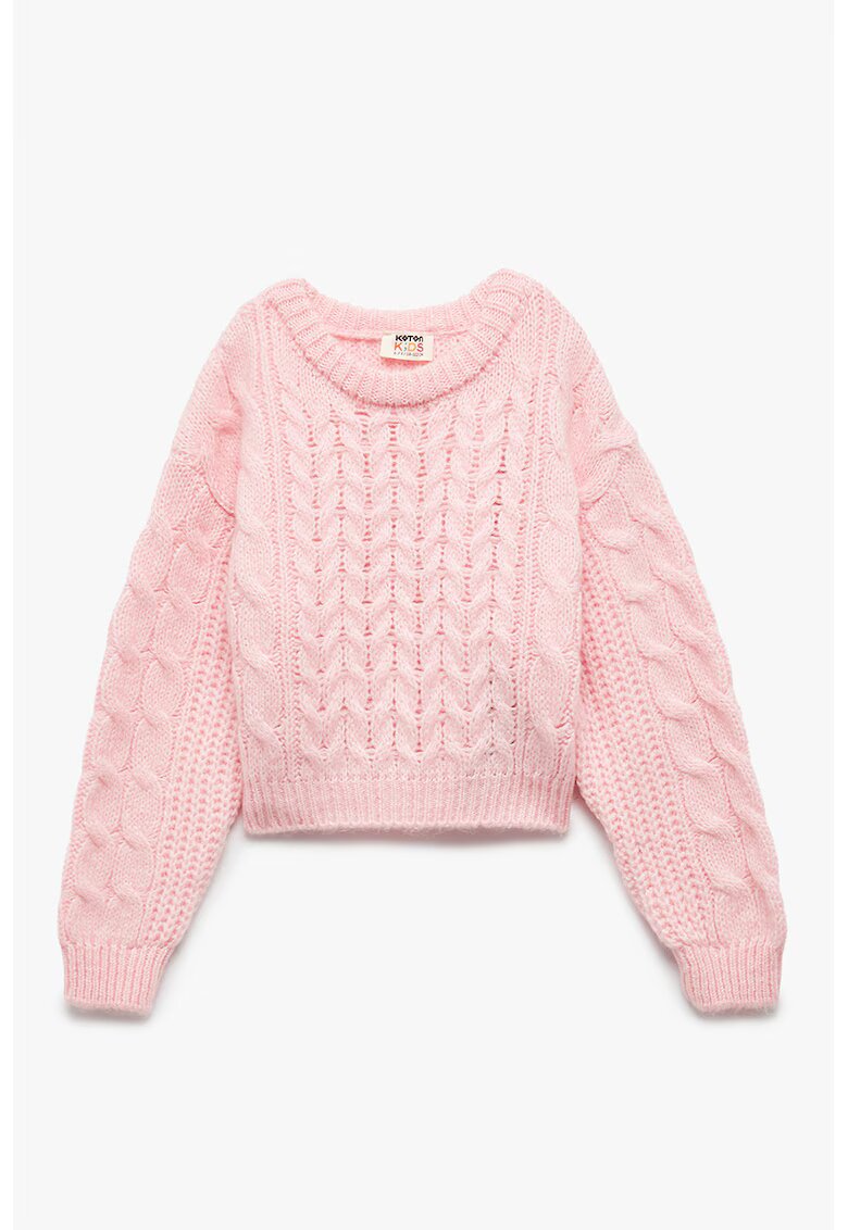 KOTON Pulover cu model torsade - Roz pastel