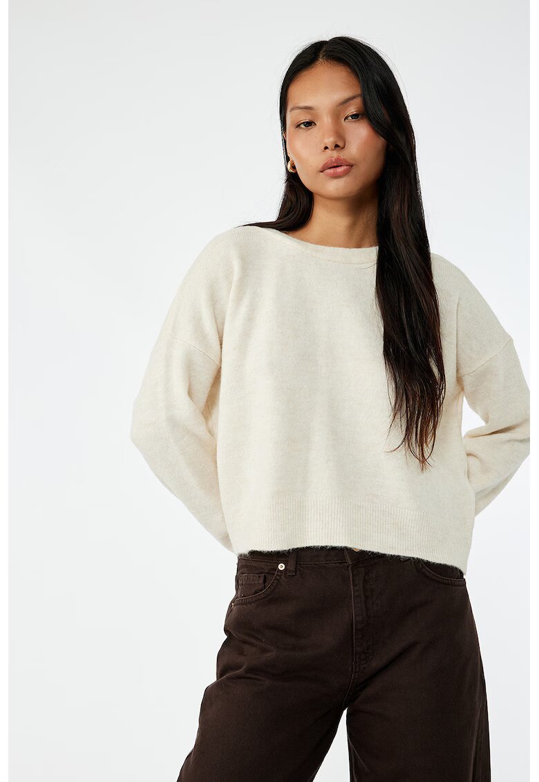 KOTON Pulover lejer crop - Alb fildes