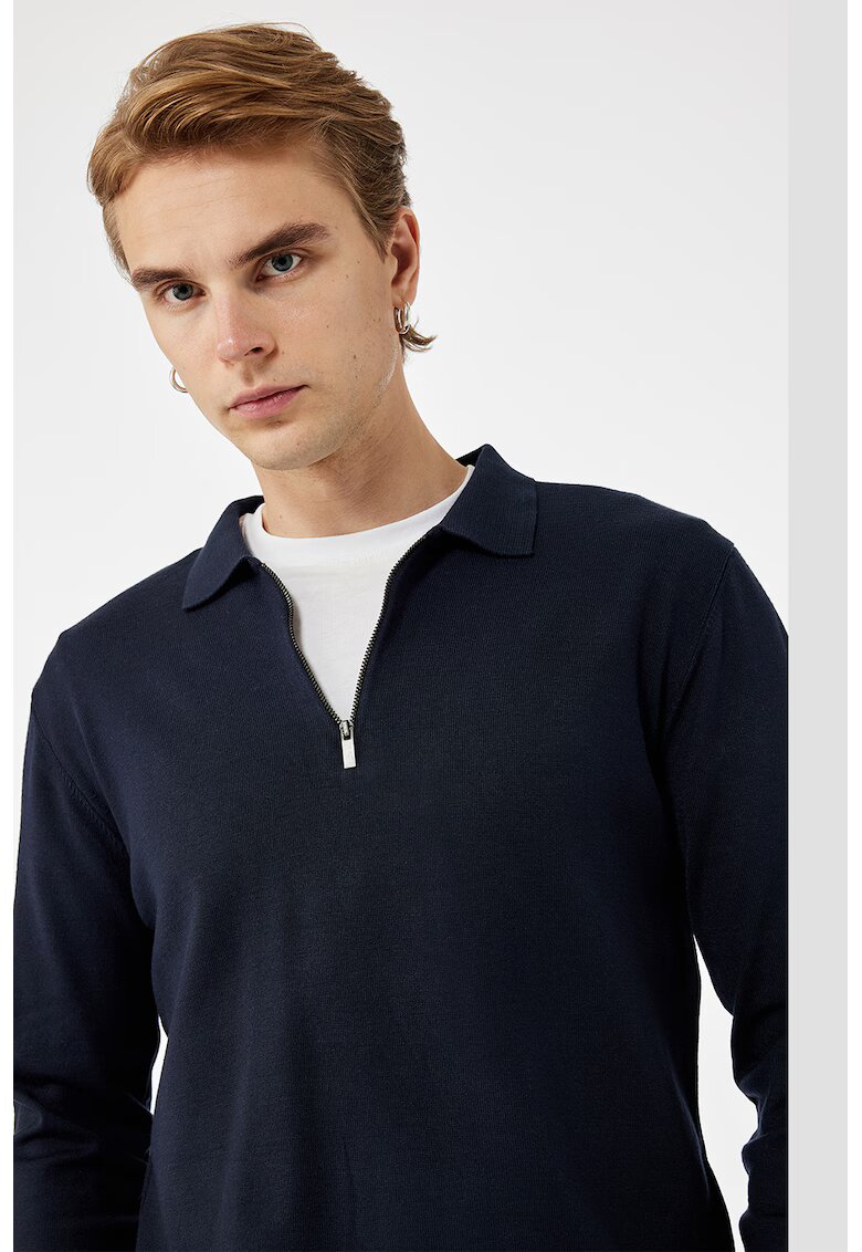 KOTON Pulover polo uni cu fermoar - Bleumarin