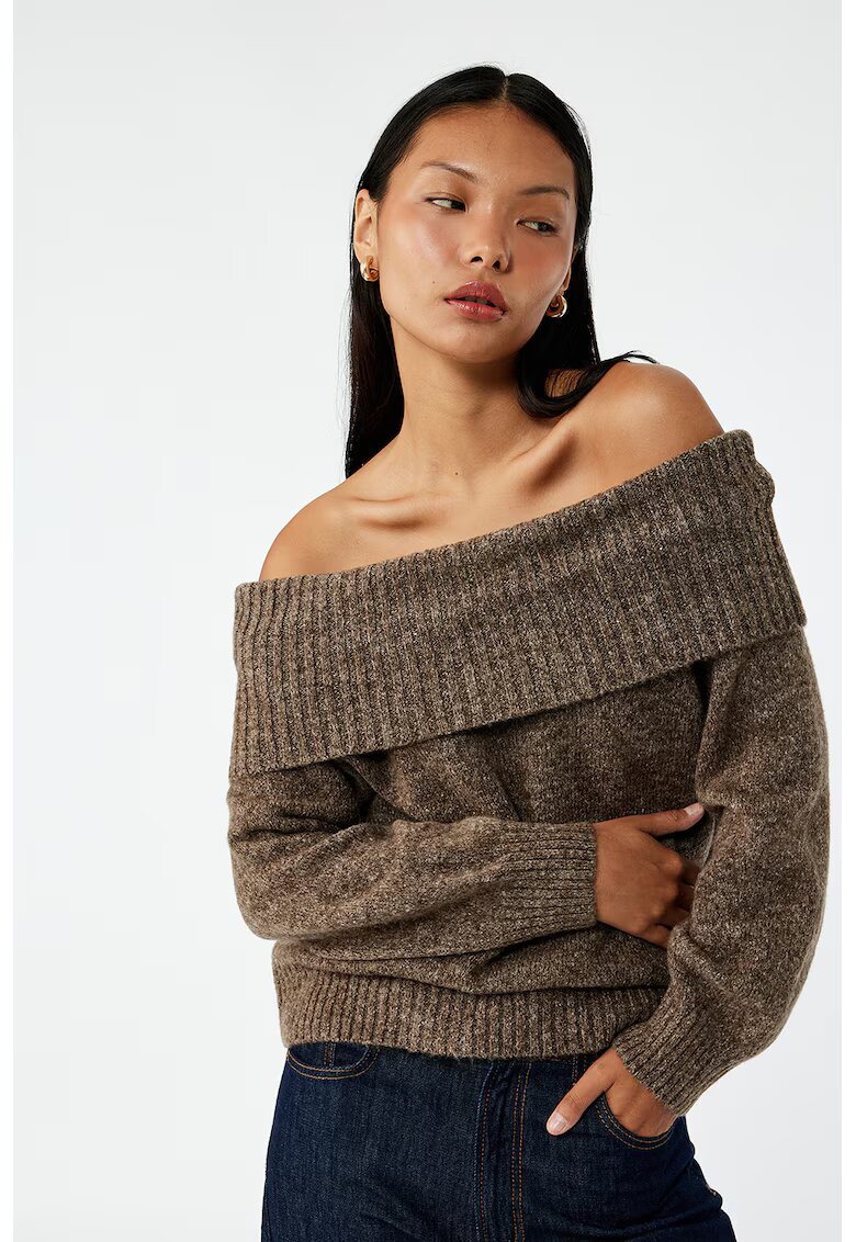 KOTON Pulover regular-fit cu decolteu pe umeri - Maro