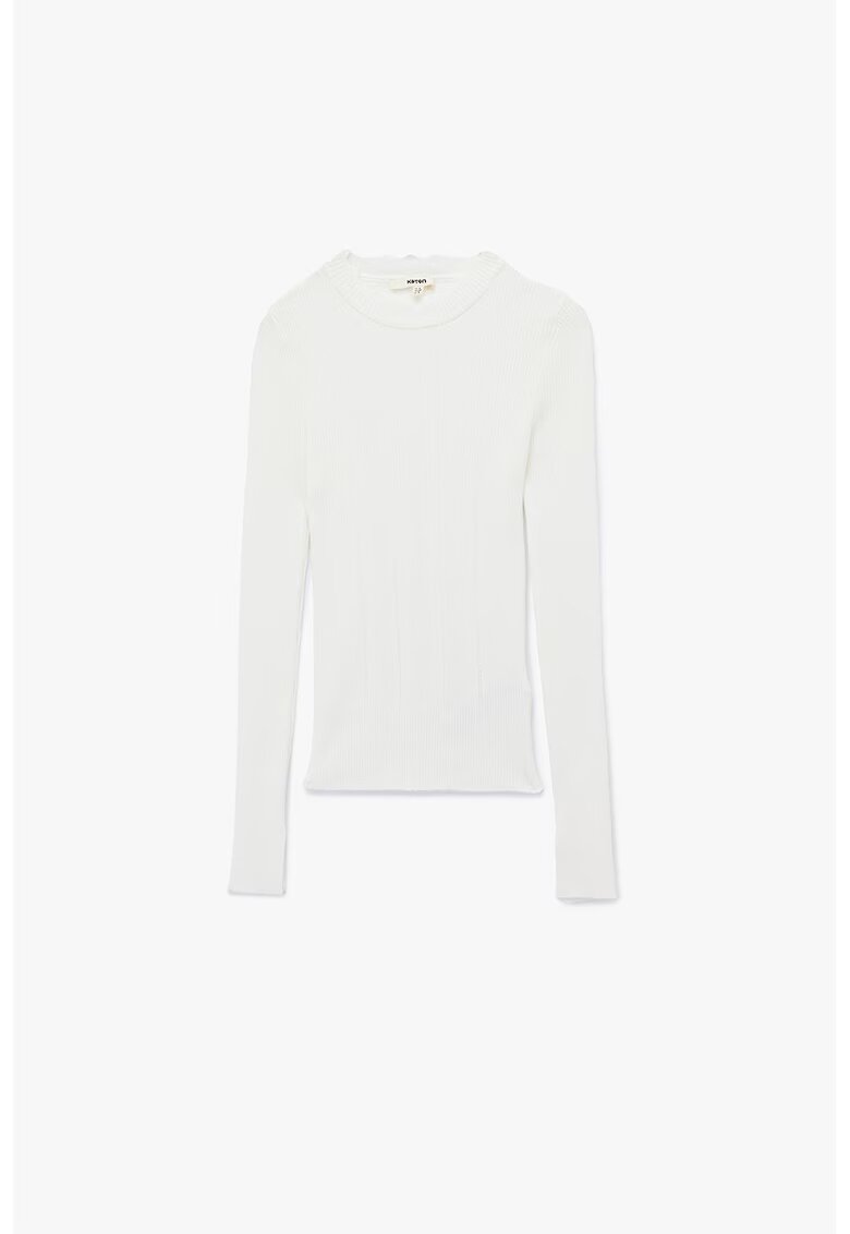 KOTON Pulover uni slim fit tricotat - Alb murdar