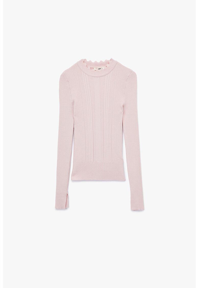 KOTON Pulover uni slim fit tricotat - Roz deschis