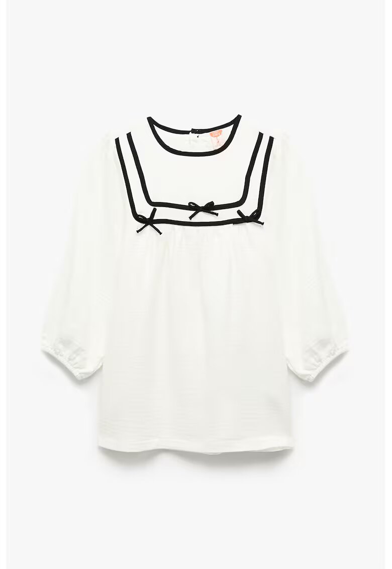 KOTON Rochie din bumbac cu maneci lungi - Alb/Negru