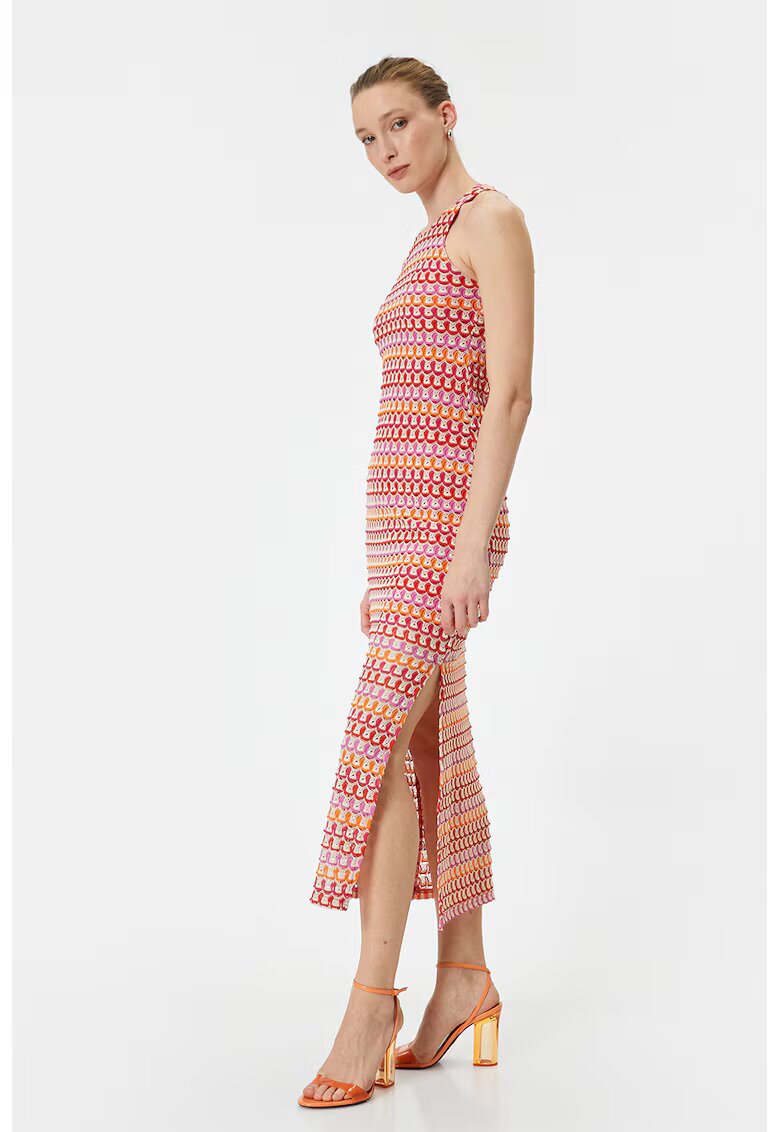 KOTON Rochie dreapta cu model - Rosu/Portocaliu/Roz