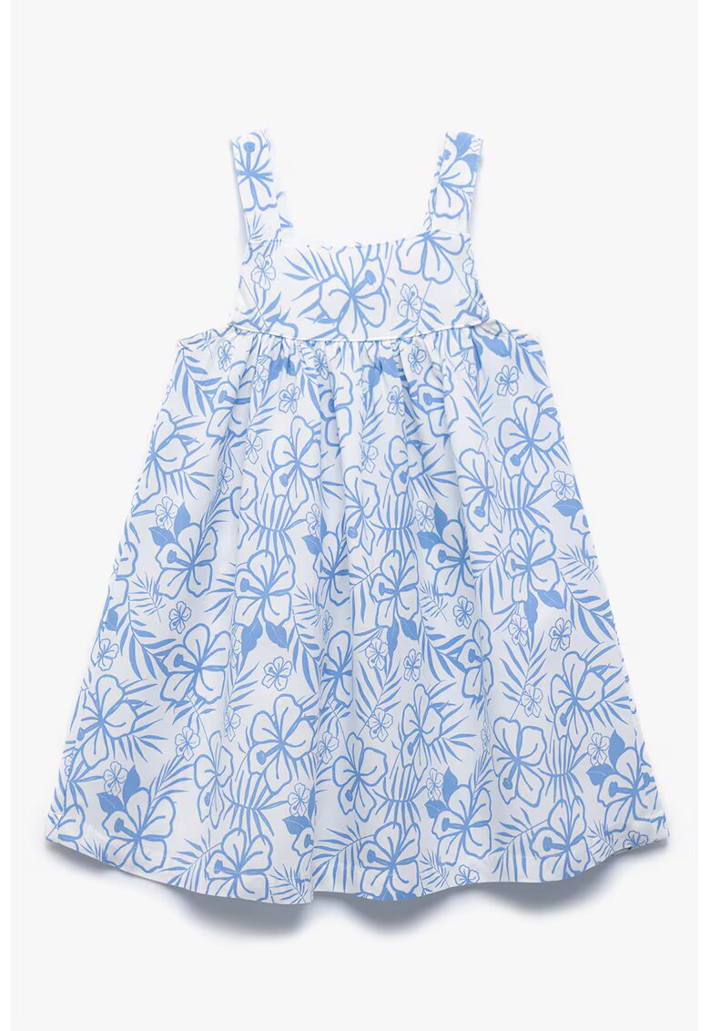 KOTON Rochie lejera cu bretele si model floral - Alb/Albastru deschis