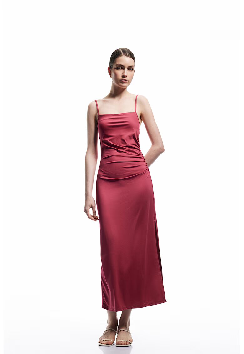 KOTON Rochie maxi cu slit lateral - Rosu inchis