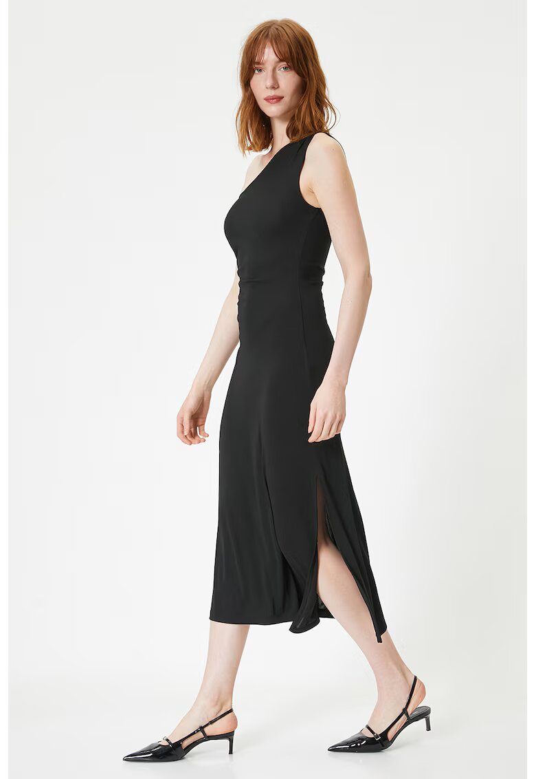 KOTON Rochie midi cu decolteu asimetric - Negru