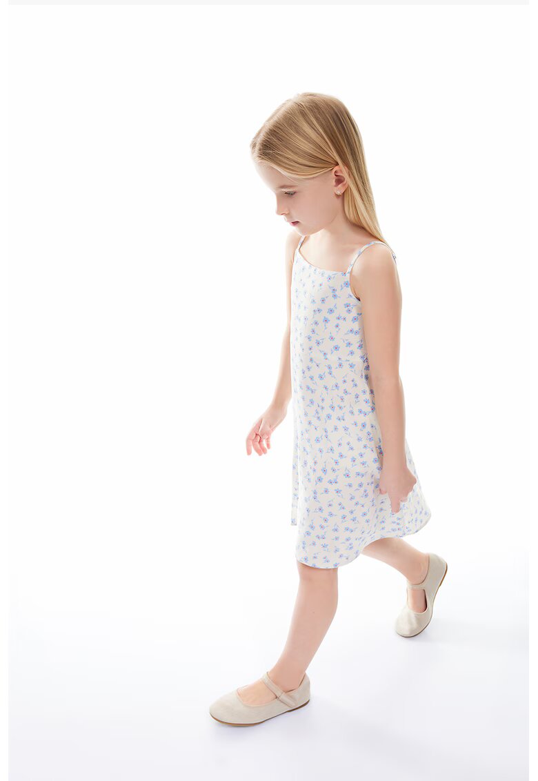 KOTON Rochie midi cu model floral - Rosu/Alb fildes/Albastru lavanda