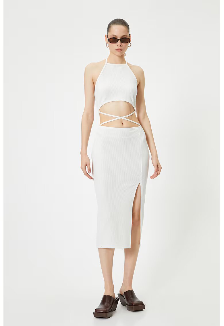 KOTON Rochie midi cu slit lateral - Alb murdar