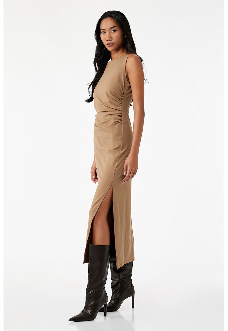 KOTON Rochie midi cu slit lateral - Maro taupe