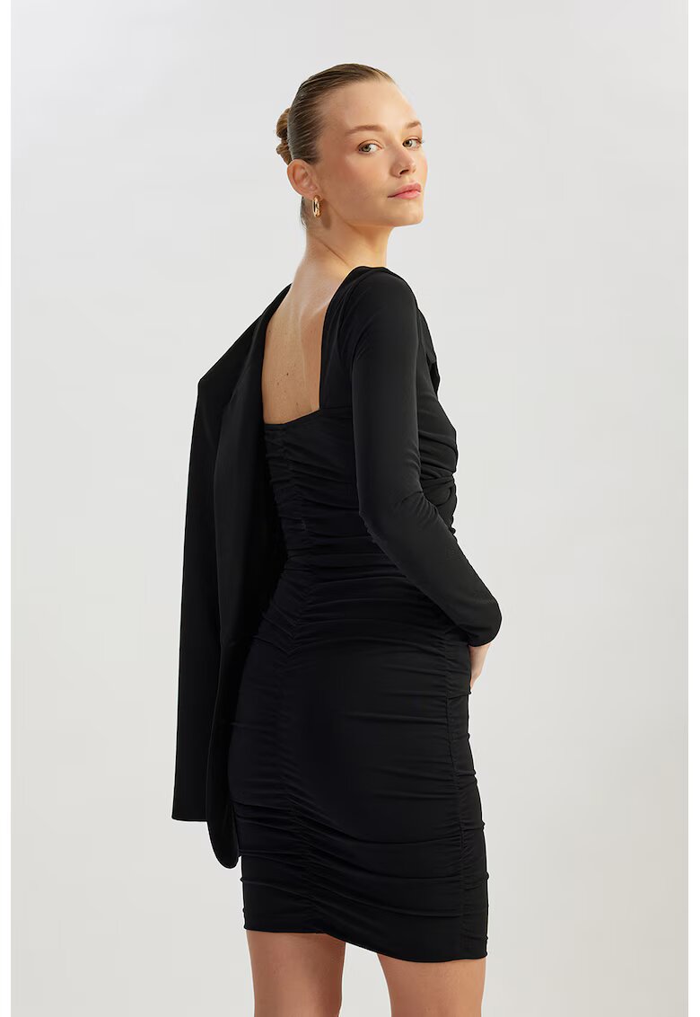 KOTON Rochie mini cambrata cu model uni - Negru
