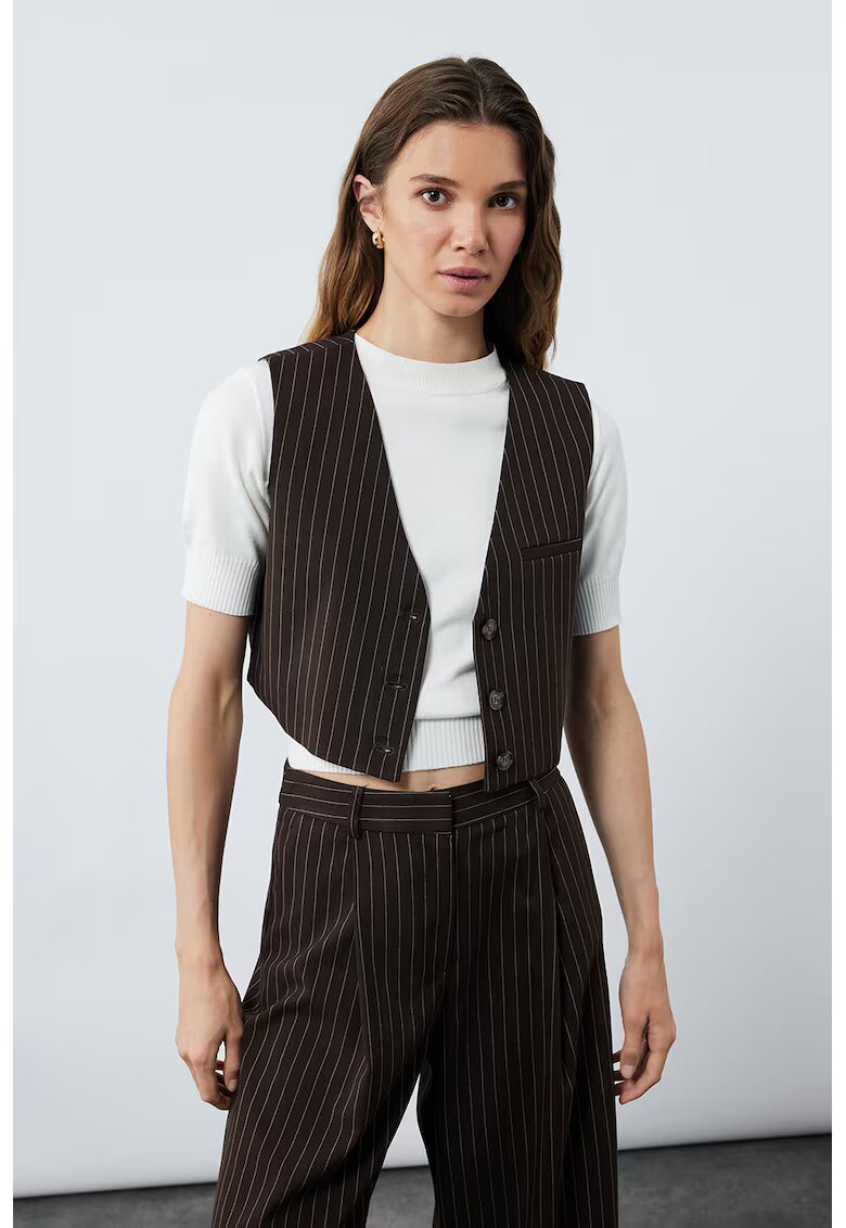 KOTON Sacou crop fara maneci - Alb/Maro