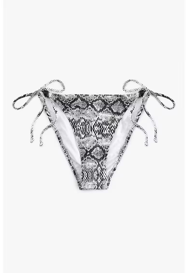 KOTON Slip cu model piele de reptila - Negru stins/Alb optic